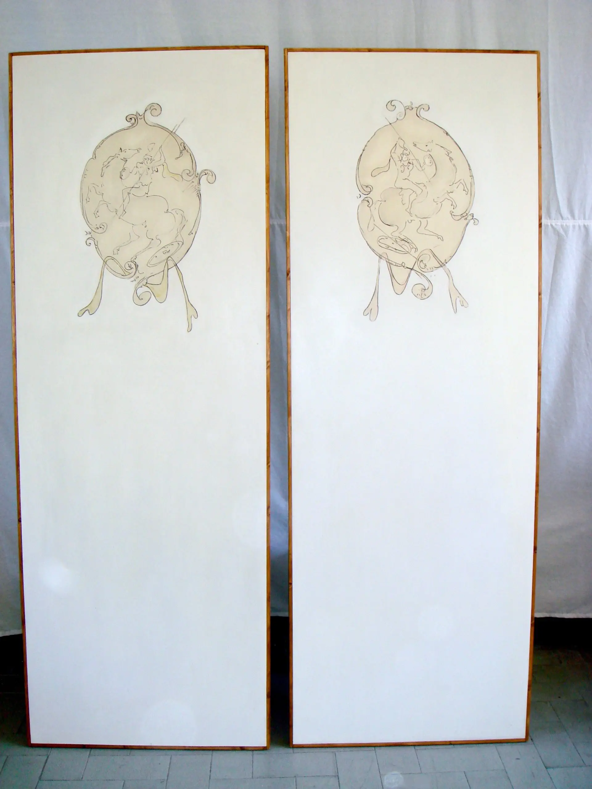 Important and Rare Pair of Lucio Fontana Painted Panels "Battle",1952-3 — photo 11