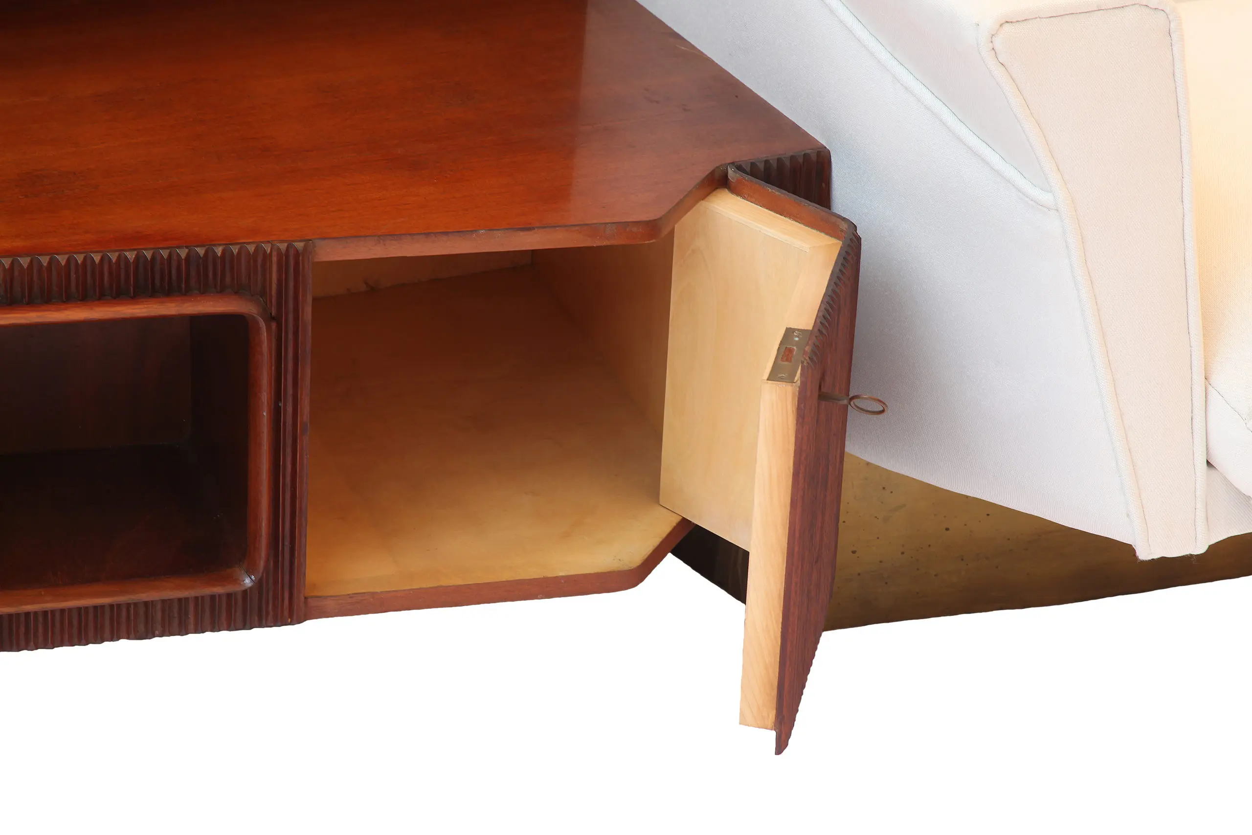 Important Italian Wall Unit, Large Curved Sofa and Shelfs by Dassi, 1950 — image 3