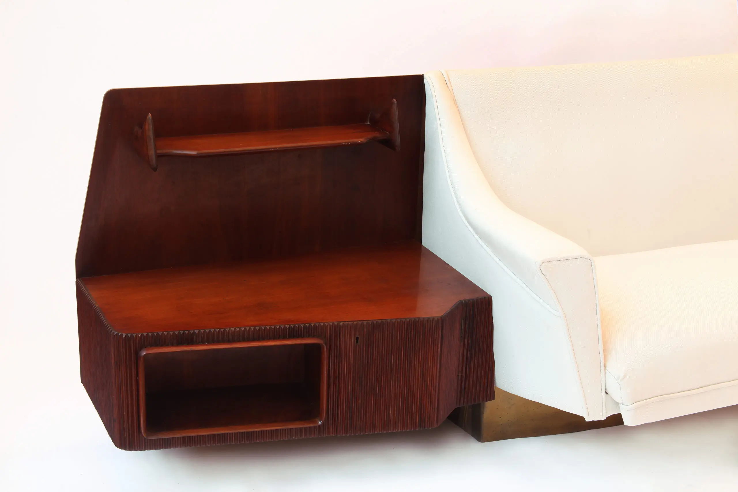Important Italian Wall Unit, Large Curved Sofa and Shelfs by Dassi, 1950 — image 2