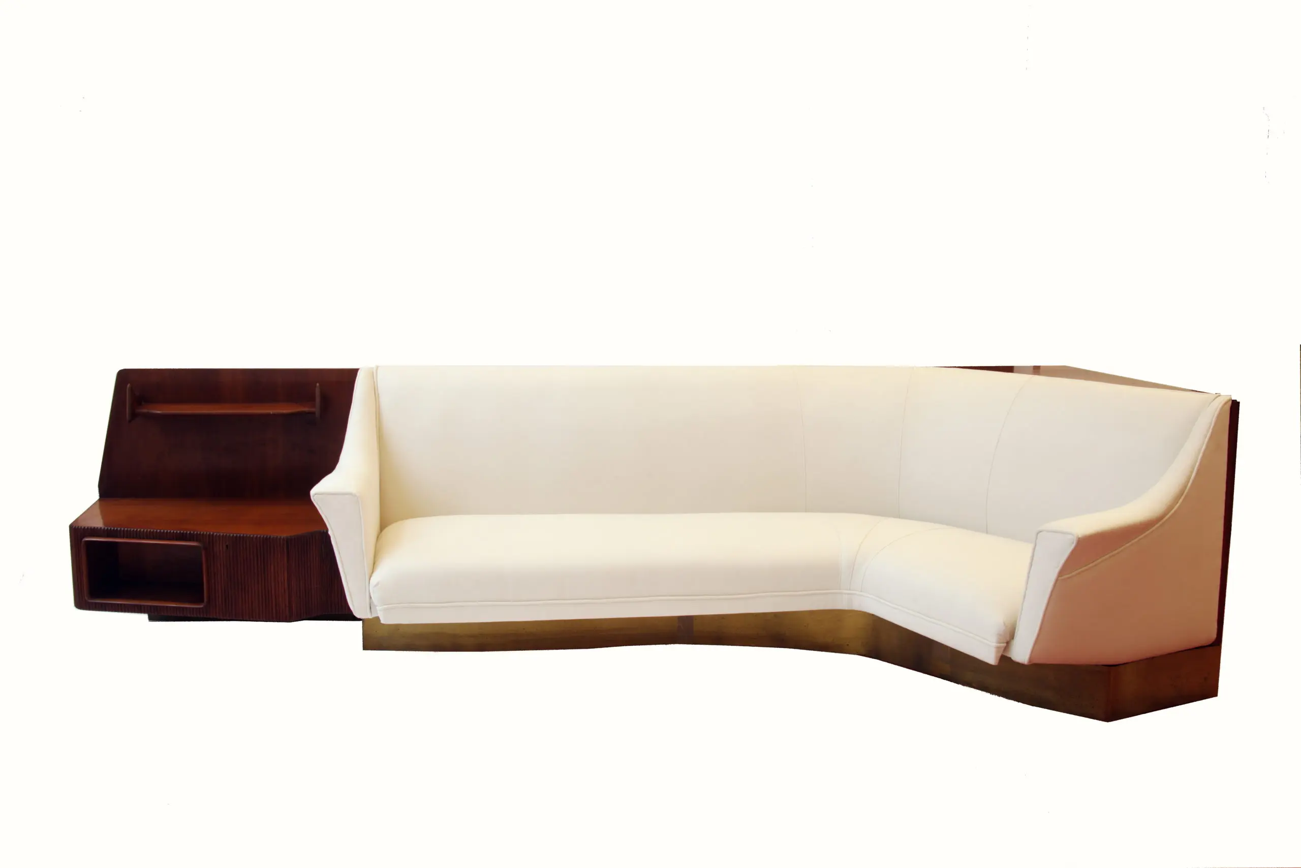 Important Italian Wall Unit, Large Curved Sofa and Shelfs by Dassi, 1950 — photo 25