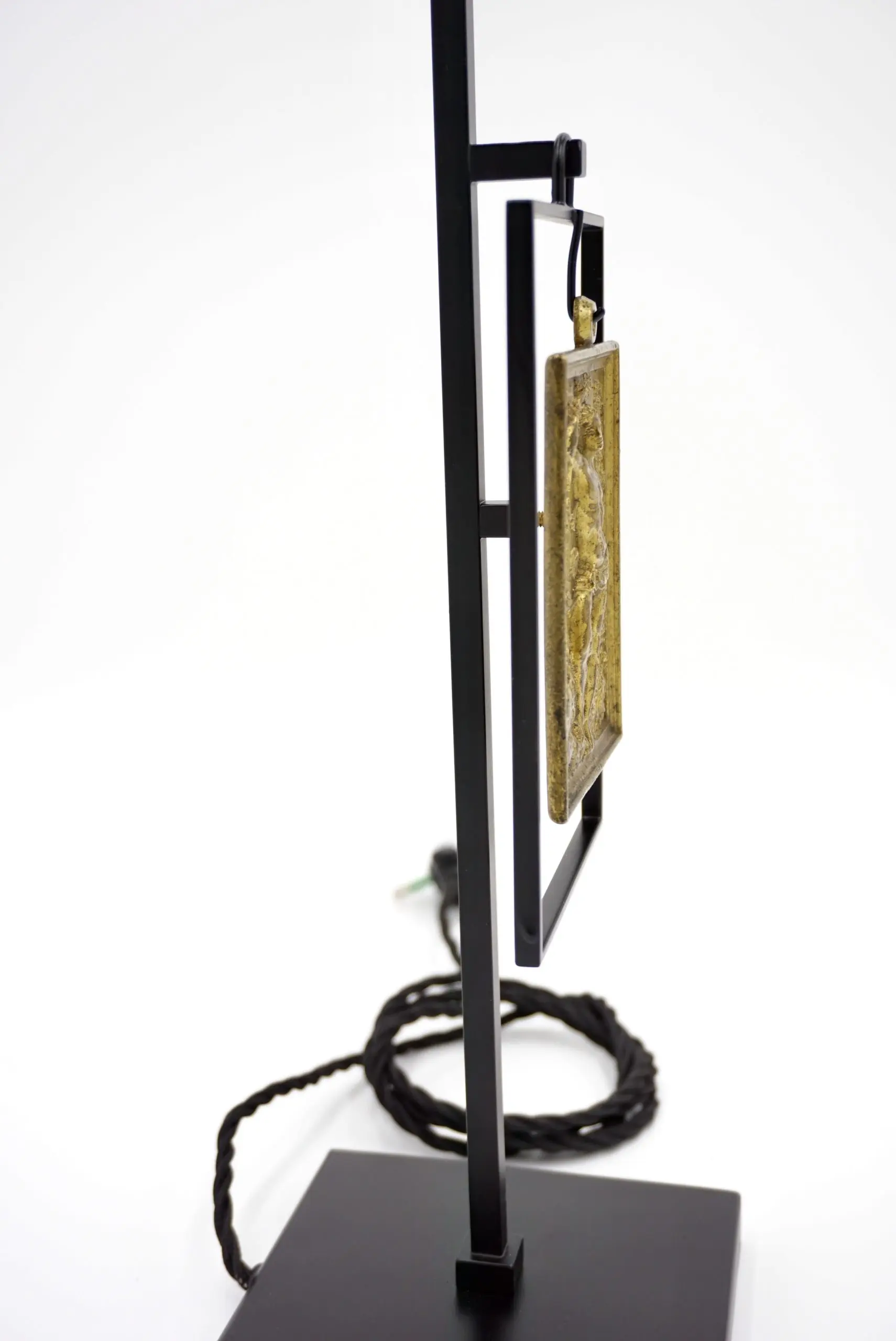 "Masterpieces of light" brass table lamp with S. Sebastiano bronze plaque XVII° — photo 4