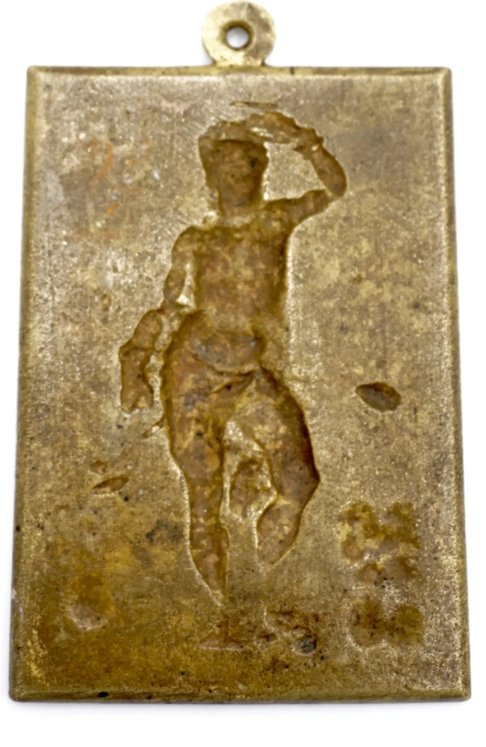 "Masterpieces of light" brass table lamp with S. Sebastiano bronze plaque XVII° — photo 10