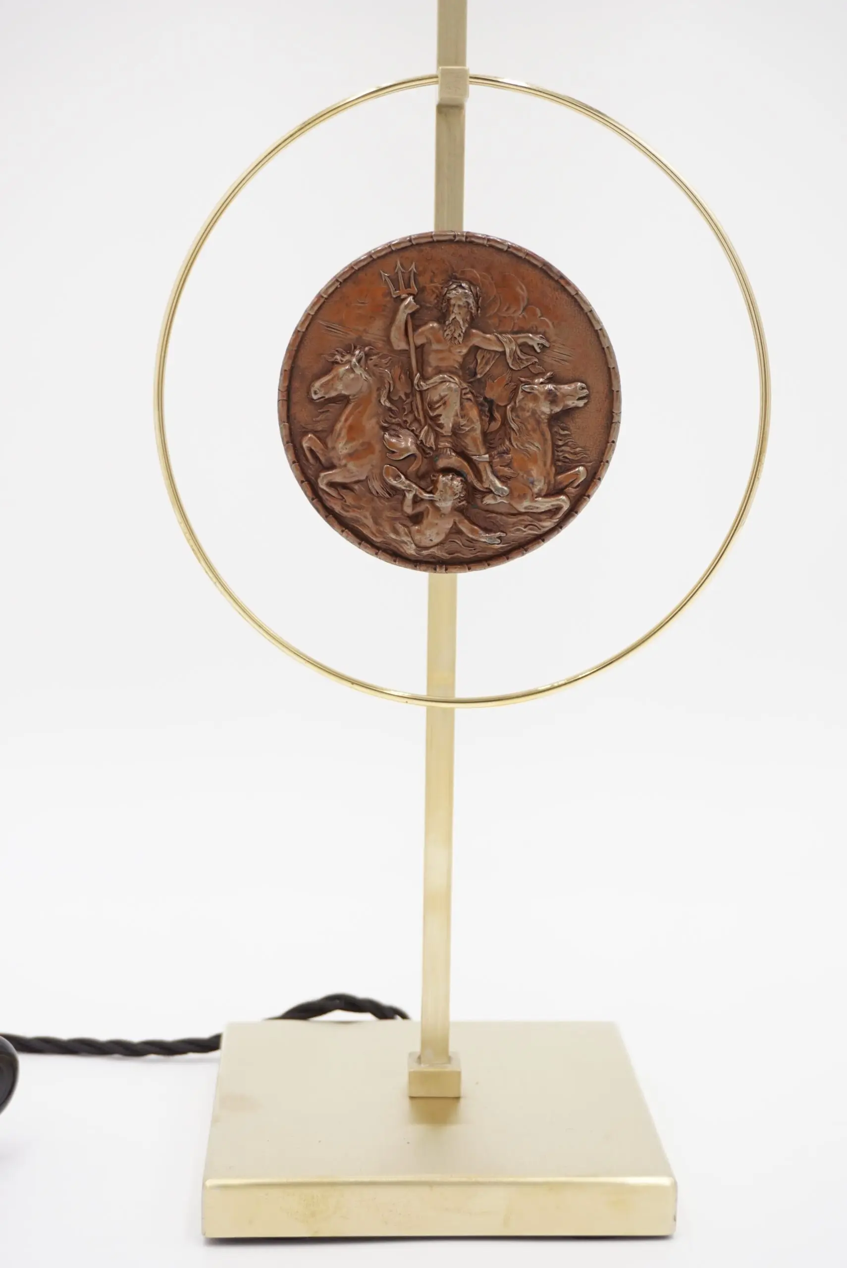 "Masterpieces of light" brass table lamp with Van Vianen copper sculpture XVII° — photo 14