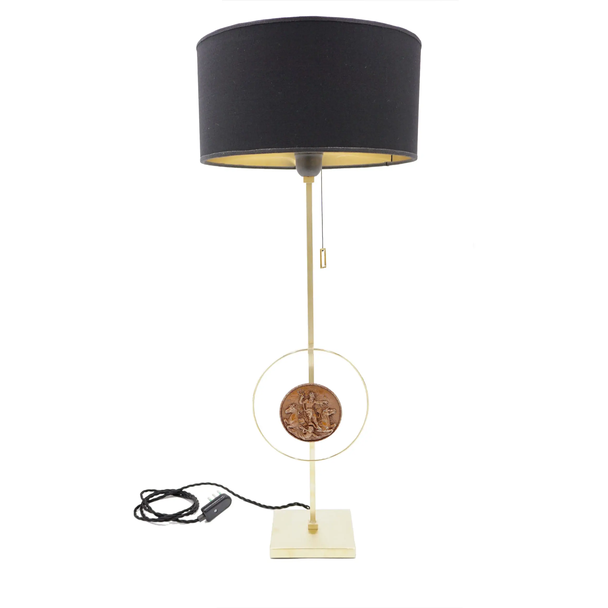 "Masterpieces of light" brass table lamp with Van Vianen copper sculpture XVII° — Lorenzo Ciompi