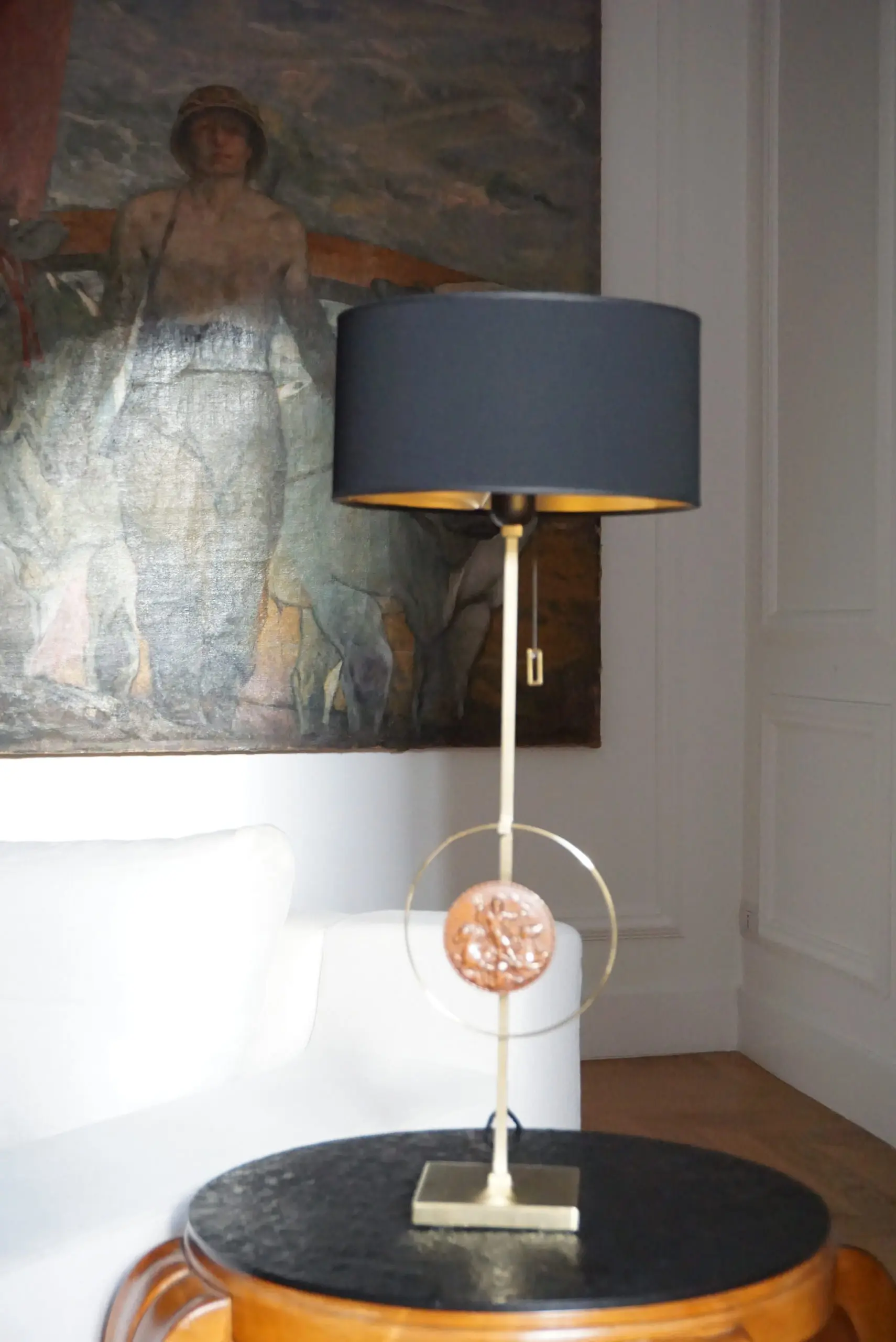 "Masterpieces of light" brass table lamp with Van Vianen copper sculpture XVII° — photo 19