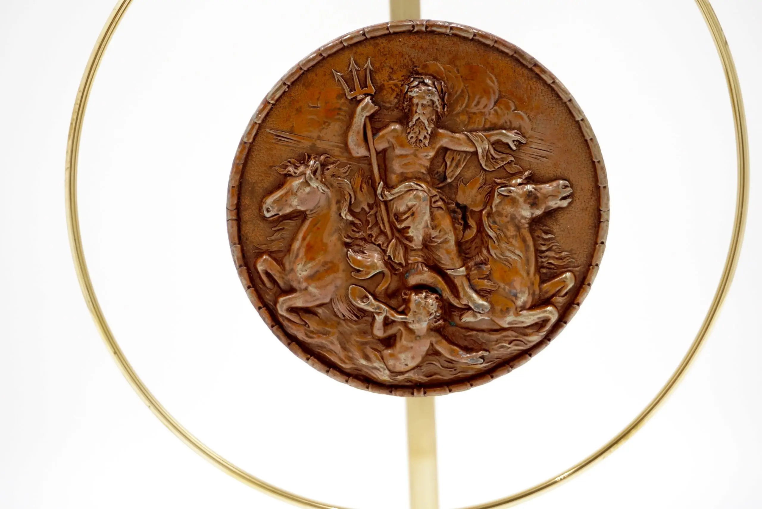"Masterpieces of light" brass table lamp with Van Vianen copper sculpture XVII° — photo 6