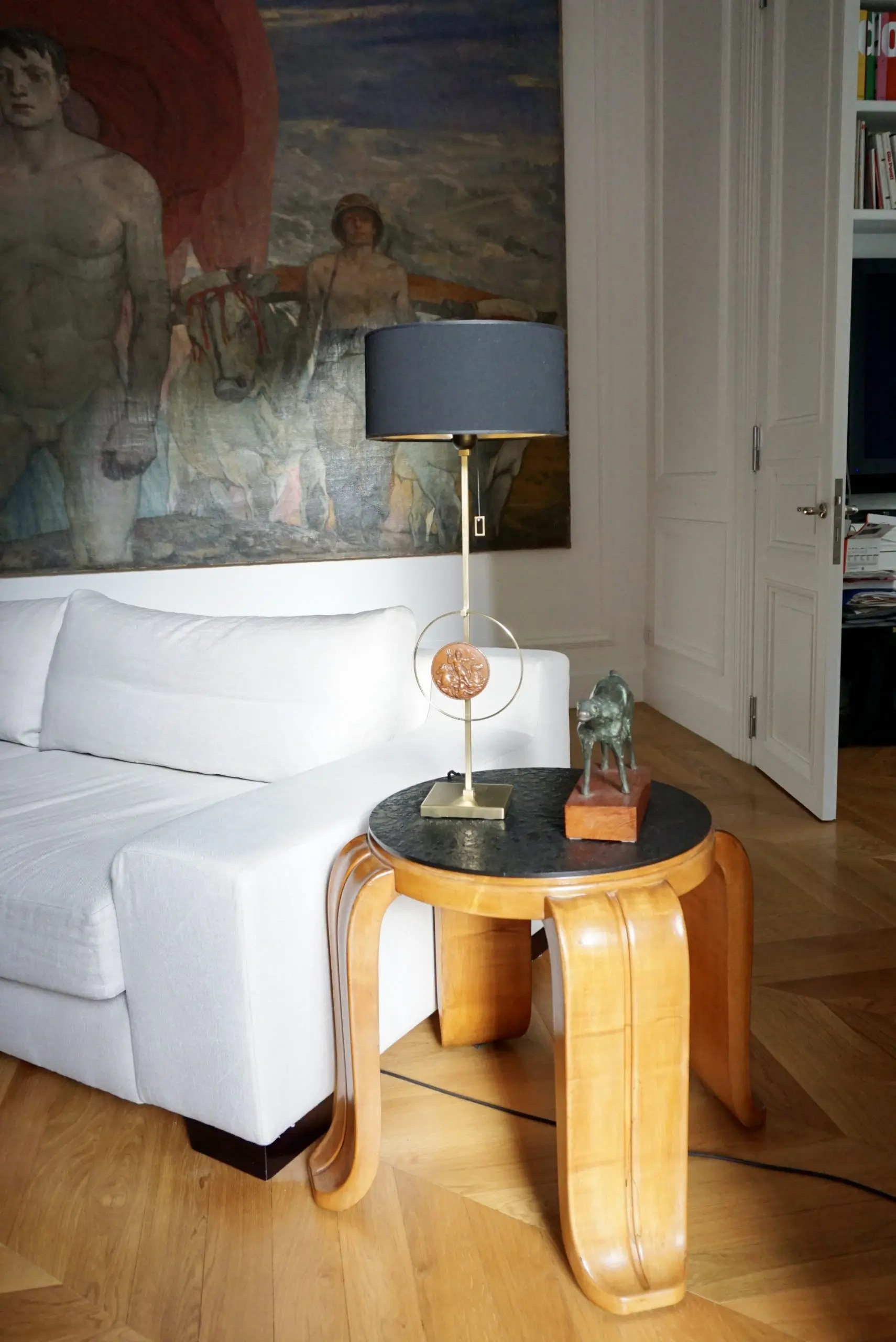 "Masterpieces of light" brass table lamp with Van Vianen copper sculpture XVII° — photo 18