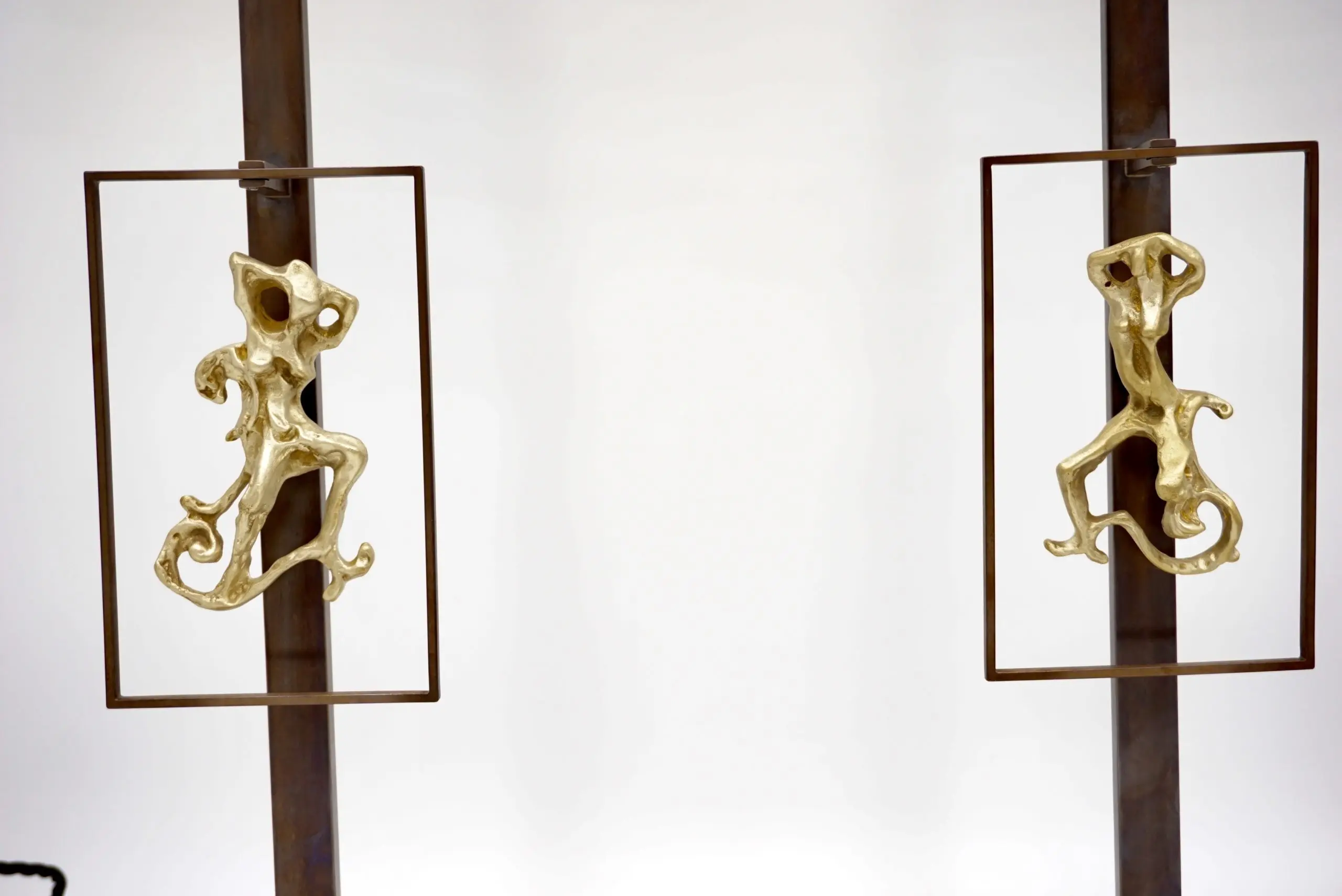 Pair of LUCIO FONTANA sculptures bronze female figures table lamps, 1950-2021 — photo 20