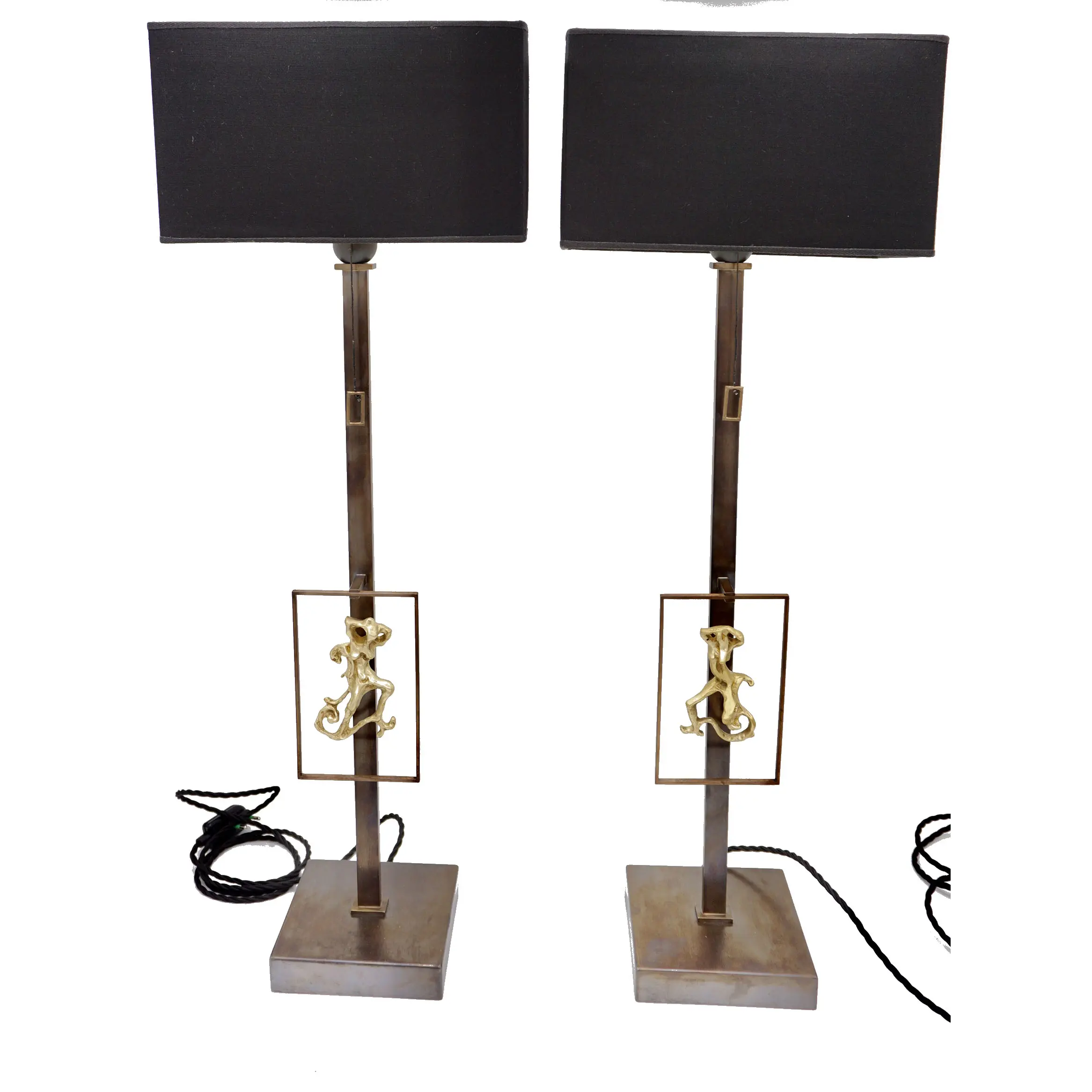Pair of LUCIO FONTANA sculptures bronze female figures table lamps, 1950-2021 — Osvaldo Borsani, Lorenzo Ciompi, Lucio Fontana