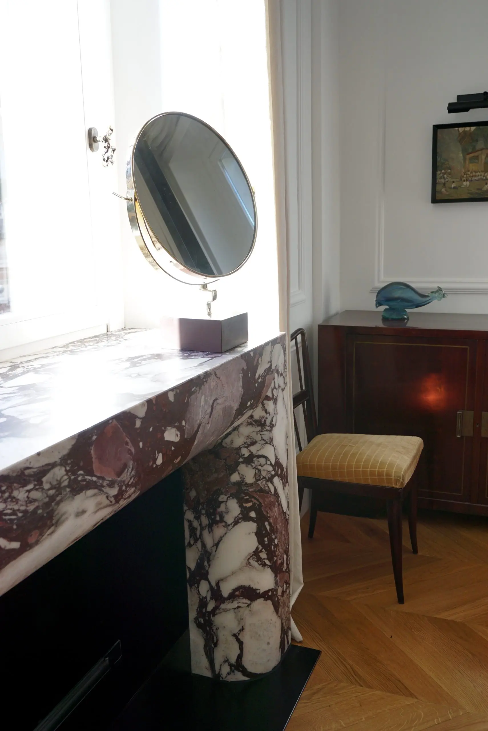 Gio Ponti Vanity Mirror "Fontana Arte" on red Laguna Marble Block, 1955 — photo 24