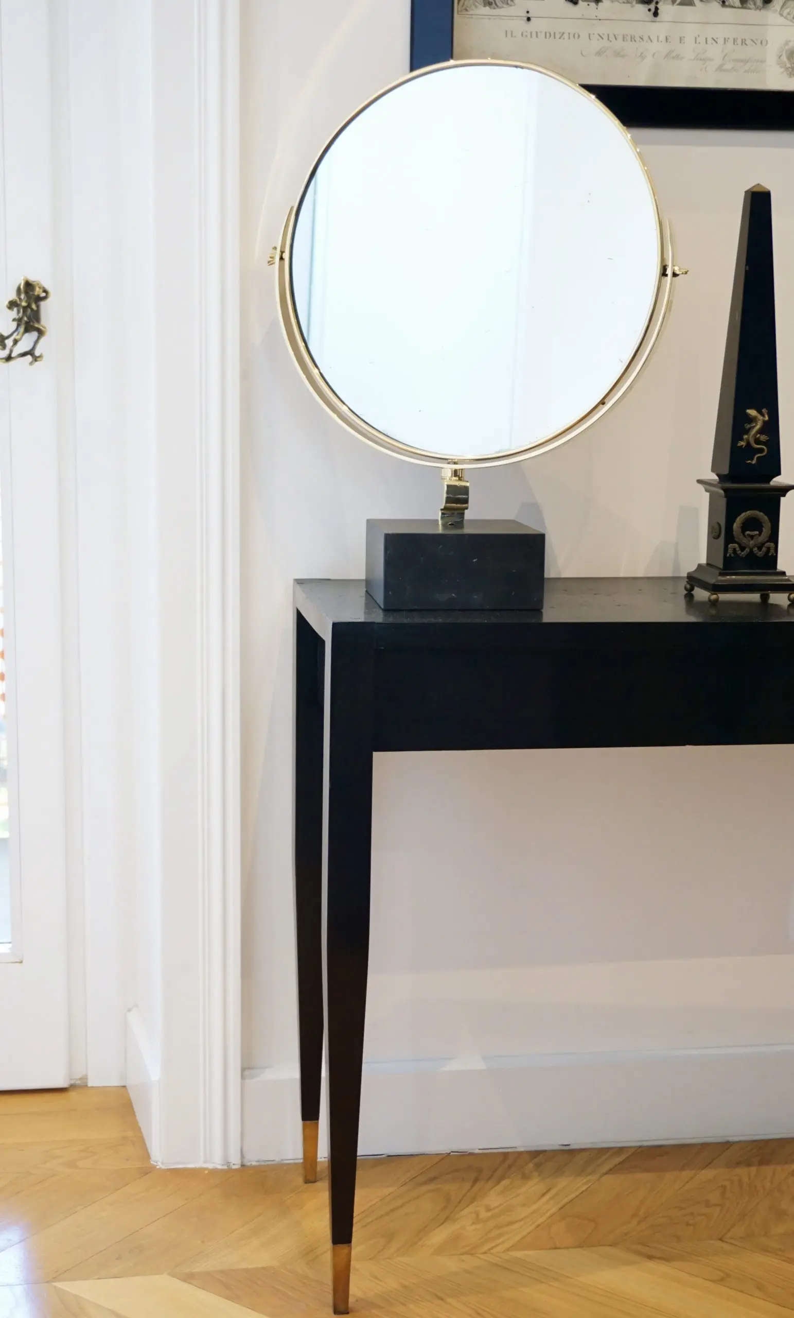 Gio Ponti Vanity Mirror "Fontana Arte" on Black Marquinha Marble Block, 1955 — photo 15