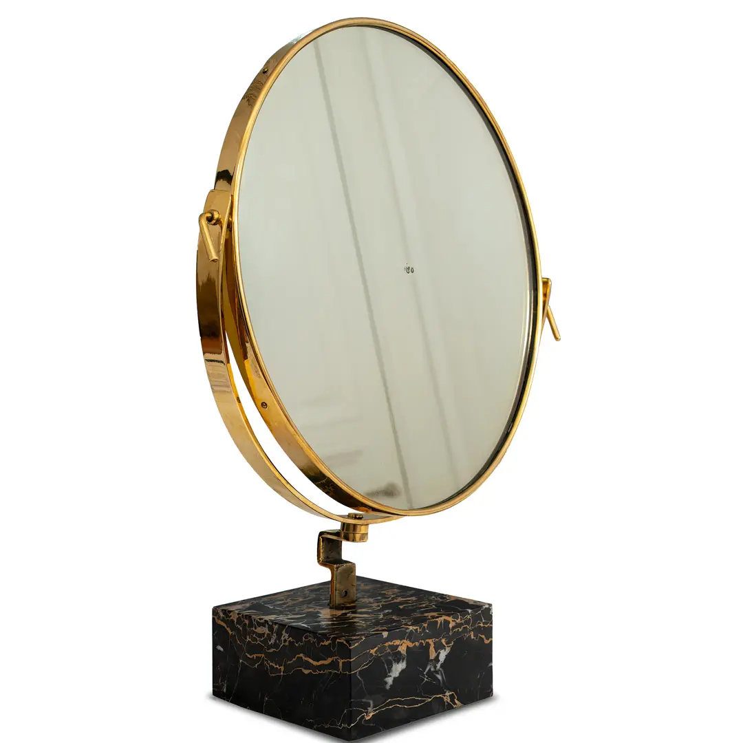 Gio Ponti Vanity Mirror "Fontana Arte" on Portoro  Marble Block, 1955 — Gio Ponti