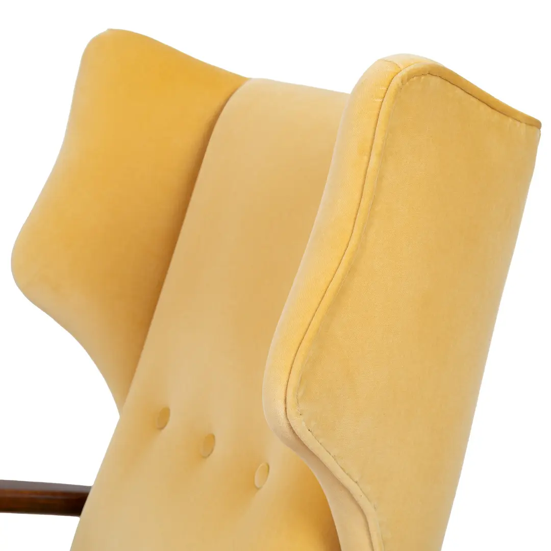 Ico Parisi yellow velvet and walnut bergere armchair by Ariberto Colombo,1950 — photo 5