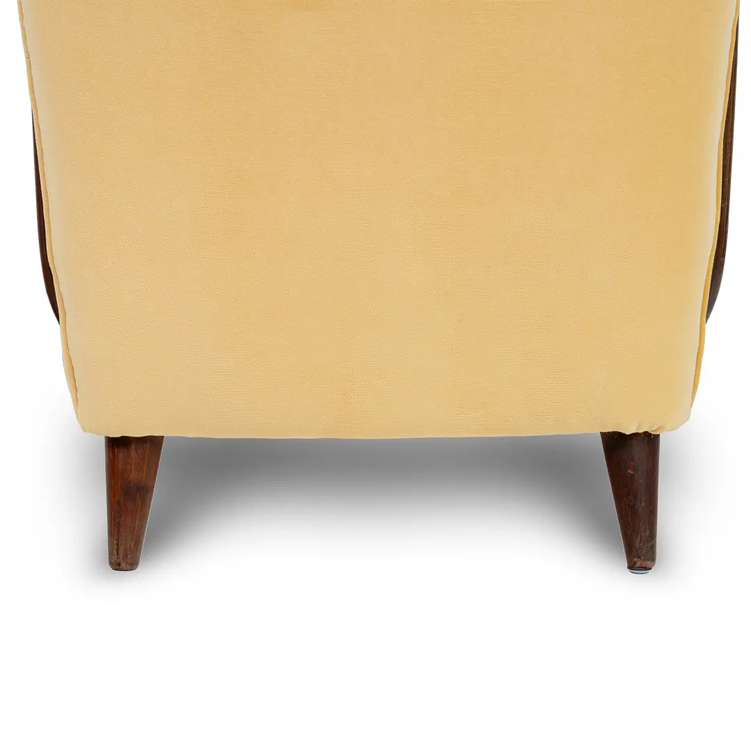 Ico Parisi yellow velvet and walnut bergere armchair by Ariberto Colombo,1950 — photo 14