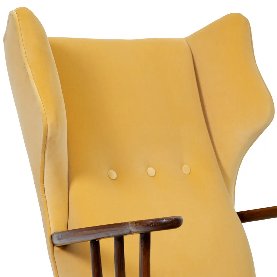 Ico Parisi yellow velvet and walnut bergere armchair by Ariberto Colombo,1950 — photo 16
