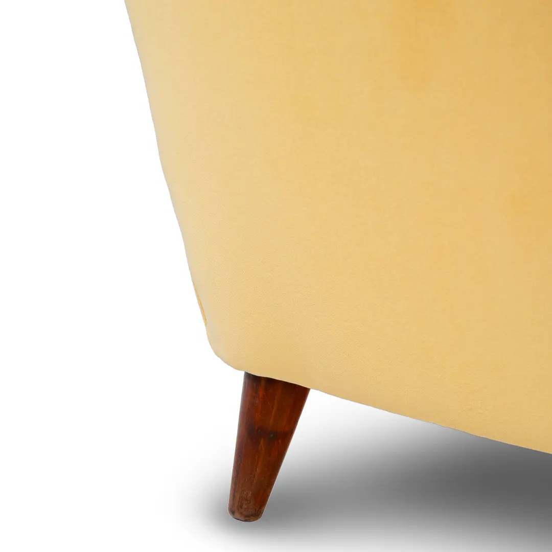 Ico Parisi yellow velvet and walnut bergere armchair by Ariberto Colombo,1950 — photo 12