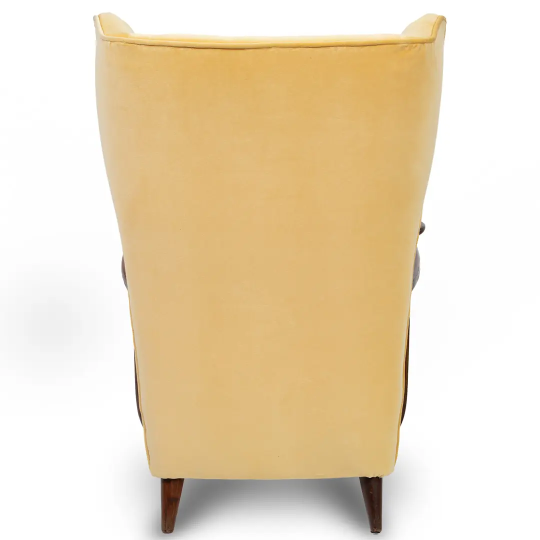 Ico Parisi yellow velvet and walnut bergere armchair by Ariberto Colombo,1950 — photo 13