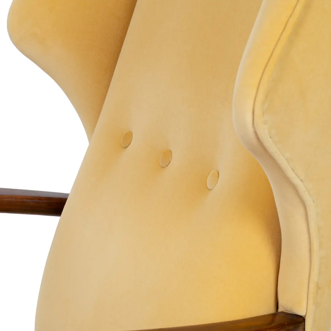 Ico Parisi yellow velvet and walnut bergere armchair by Ariberto Colombo,1950 — photo 6