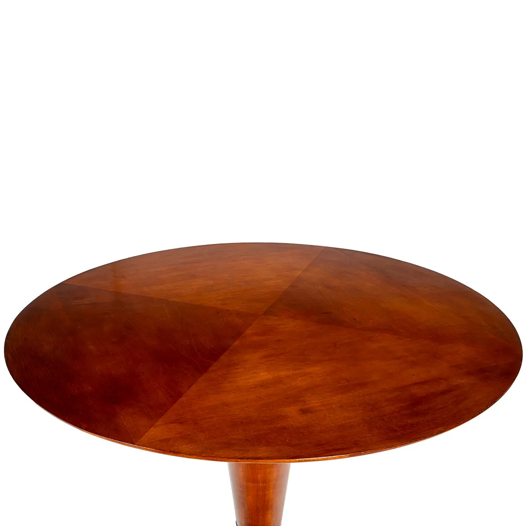 rare maple and brass round center table by I.S.A. Bergamo 1950 — photo 8