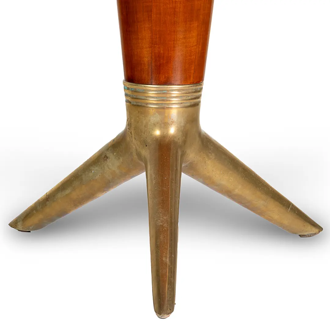 rare maple and brass round center table by I.S.A. Bergamo 1950 — image 2