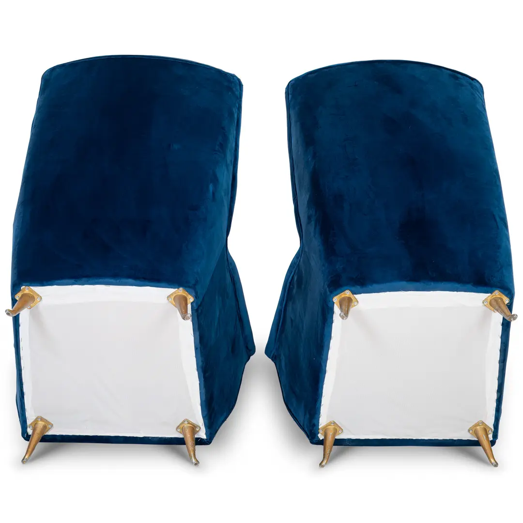 pair of blu velvet Gio Ponti bergere wingback armchairs by ISA, 1950 — photo 6