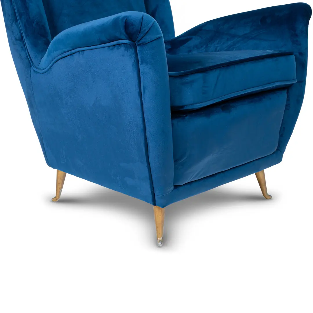 pair of blu velvet Gio Ponti bergere wingback armchairs by ISA, 1950 — photo 11