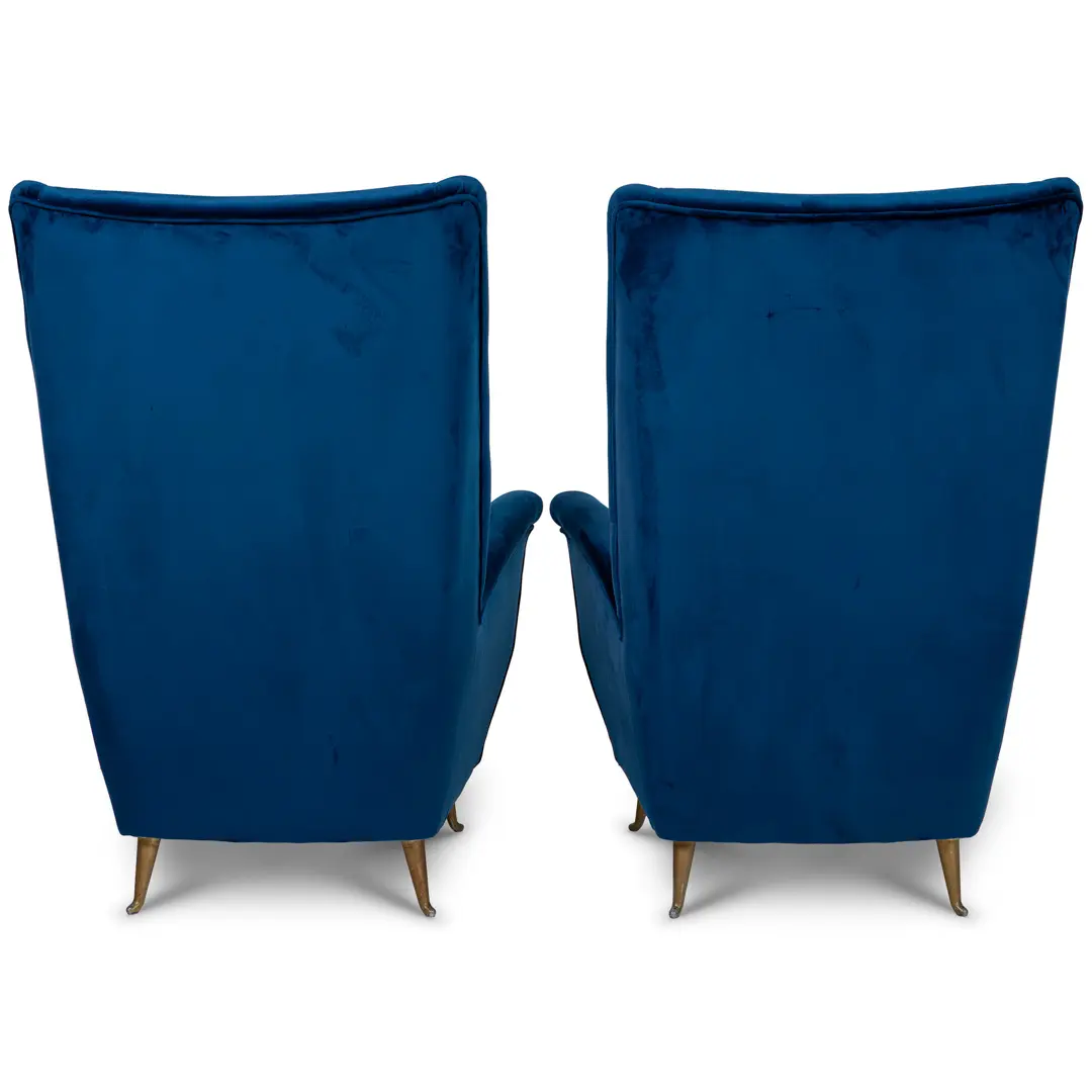 pair of blu velvet Gio Ponti bergere wingback armchairs by ISA, 1950 — photo 7