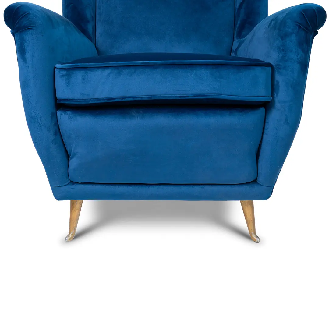 pair of blu velvet Gio Ponti bergere wingback armchairs by ISA, 1950 — photo 14