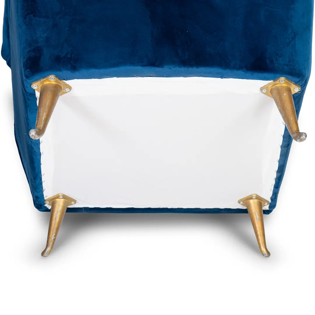 pair of blu velvet Gio Ponti bergere wingback armchairs by ISA, 1950 — photo 4