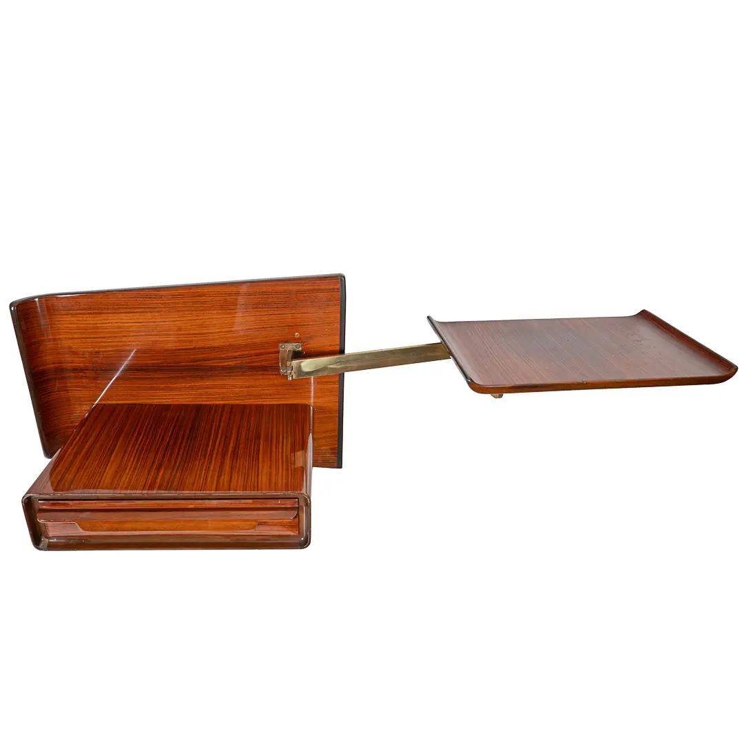 pair of unique rosewood hanging Cavatorta bedside tables, adjustable shelfs 1950 — photo 7
