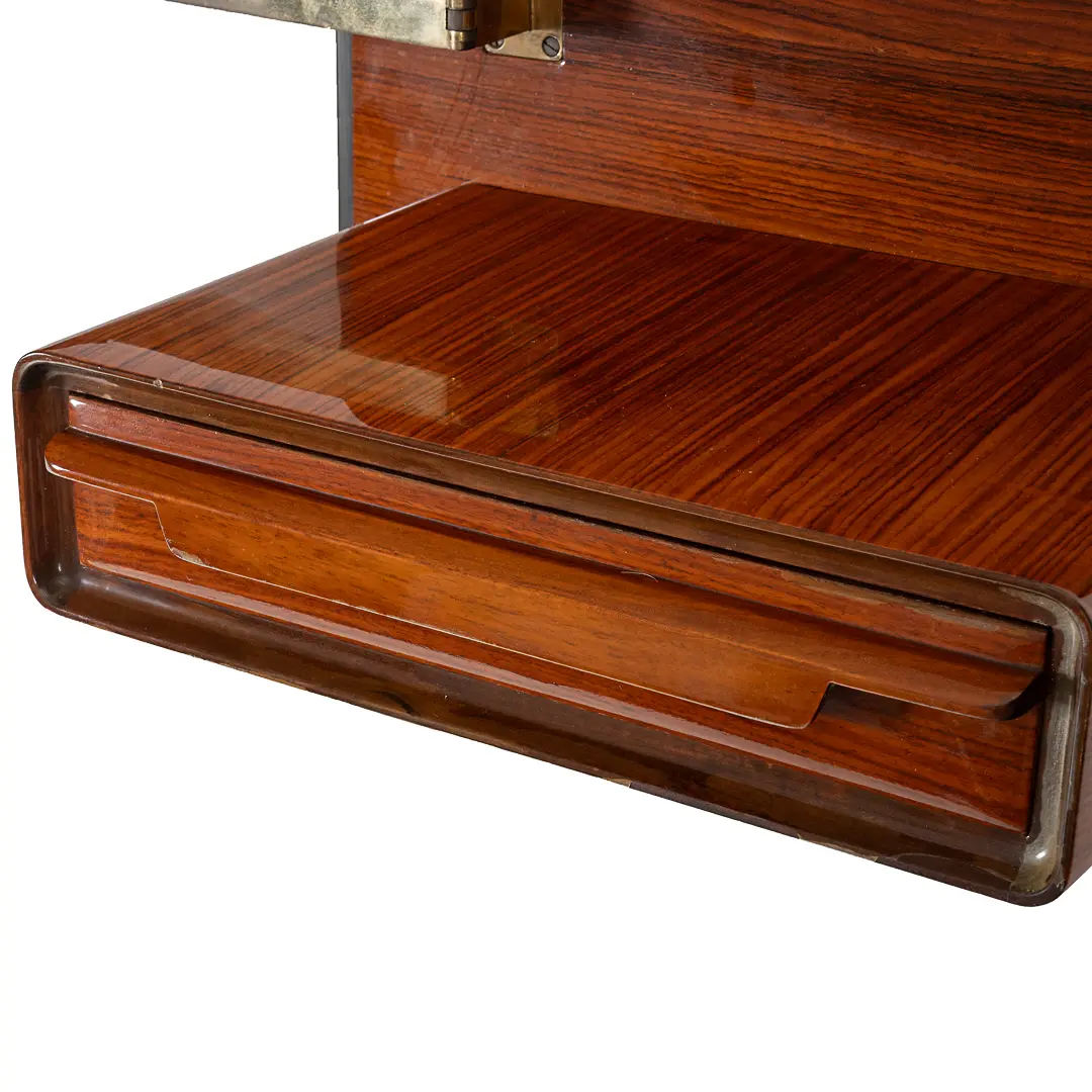 pair of unique rosewood hanging Cavatorta bedside tables, adjustable shelfs 1950 — photo 12