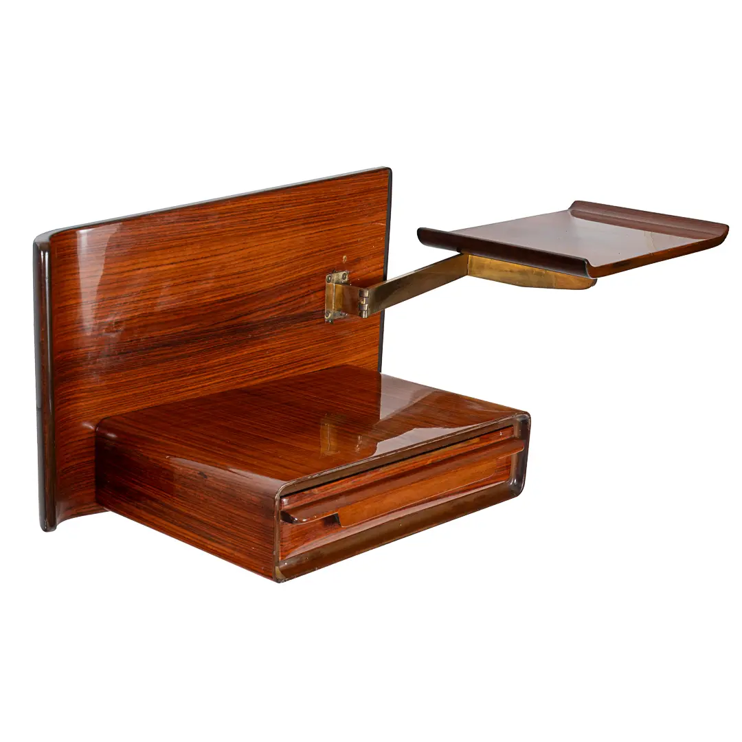 pair of unique rosewood hanging Cavatorta bedside tables, adjustable shelfs 1950 — photo 25