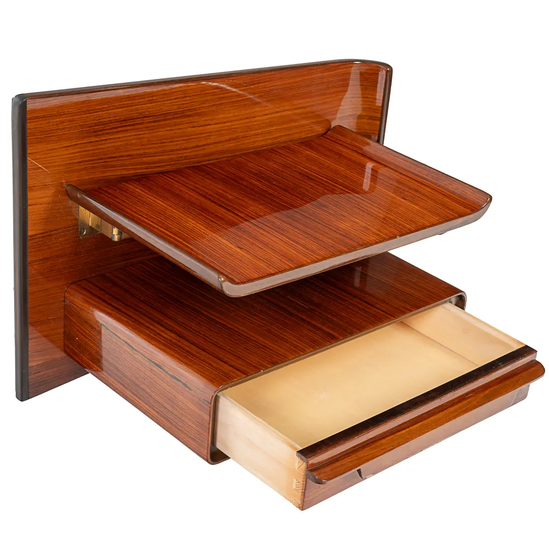 pair of unique rosewood hanging Cavatorta bedside tables, adjustable shelfs 1950 — photo 20