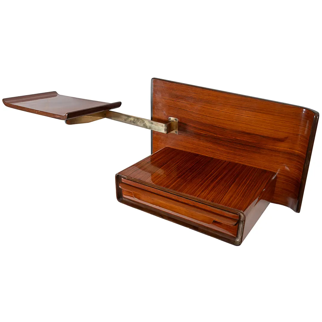 pair of unique rosewood hanging Cavatorta bedside tables, adjustable shelfs 1950 — photo 11
