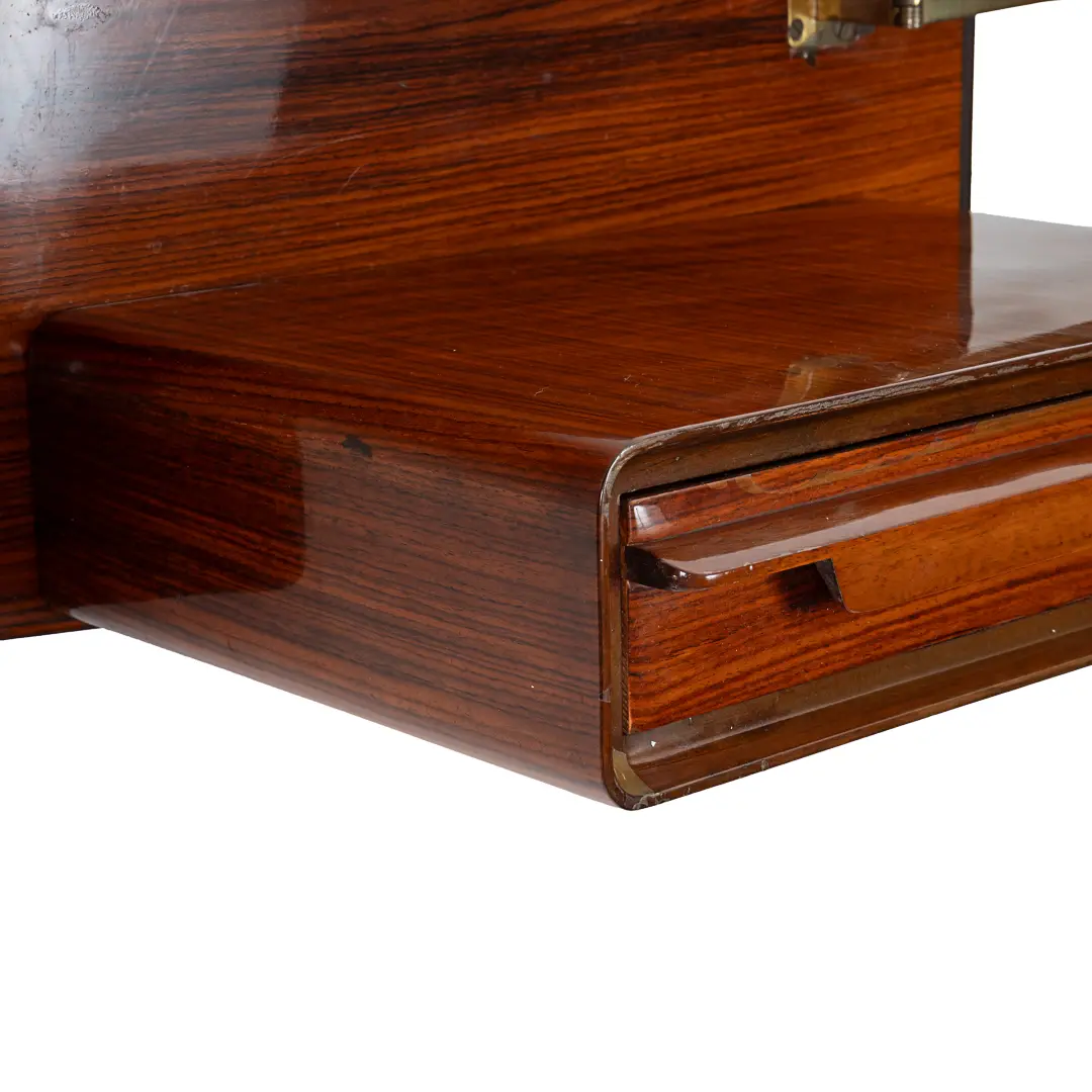 pair of unique rosewood hanging Cavatorta bedside tables, adjustable shelfs 1950 — image 3