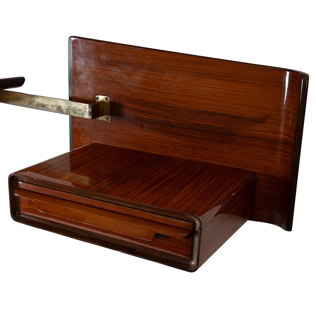 pair of unique rosewood hanging Cavatorta bedside tables, adjustable shelfs 1950 — photo 13