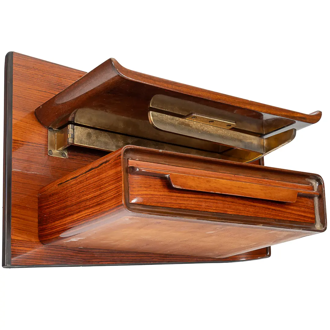 pair of unique rosewood hanging Cavatorta bedside tables, adjustable shelfs 1950 — photo 19