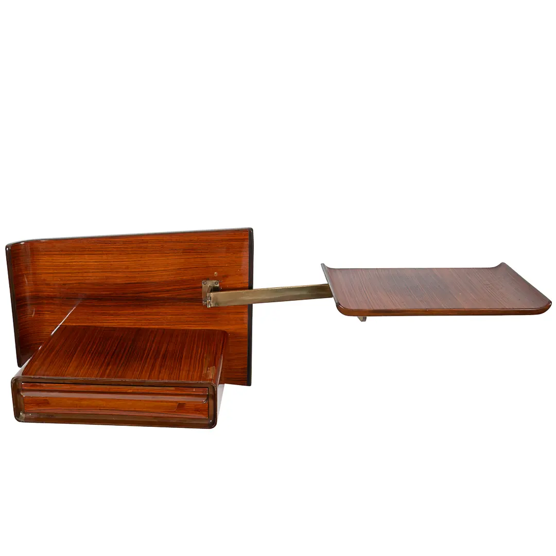 pair of unique rosewood hanging Cavatorta bedside tables, adjustable shelfs 1950 — photo 24