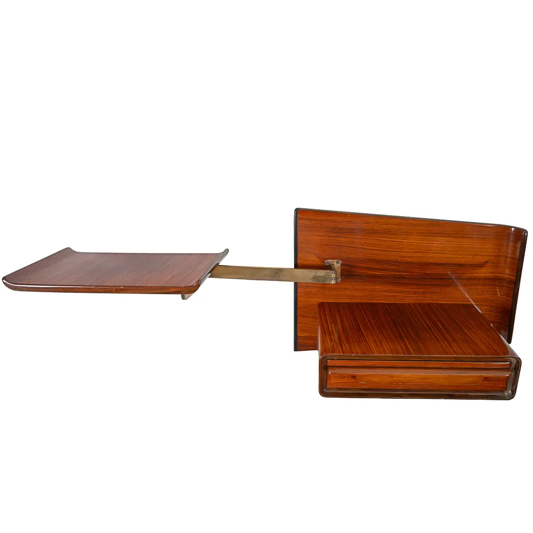 pair of unique rosewood hanging Cavatorta bedside tables, adjustable shelfs 1950 — photo 10