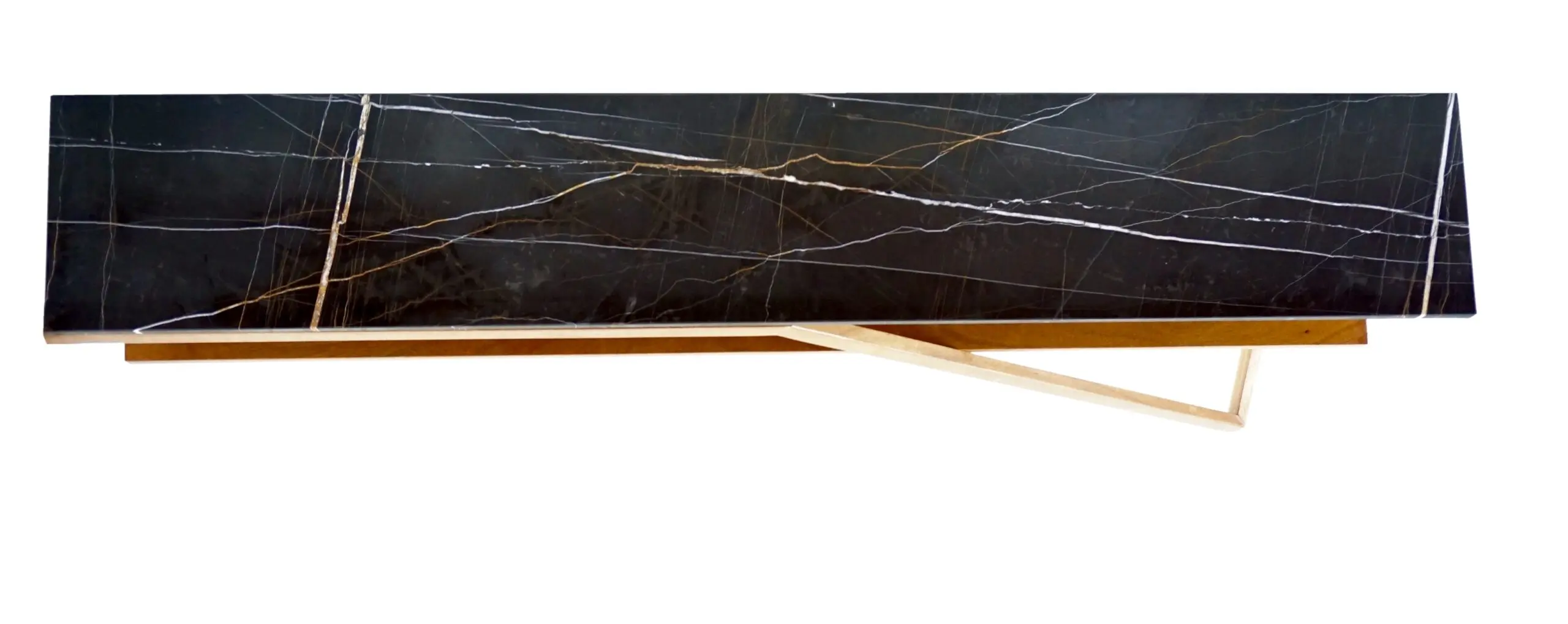 Lorenzo Ciompi "DAFNE" console wall mounted noir doree marble,teak contemporary — photo 5