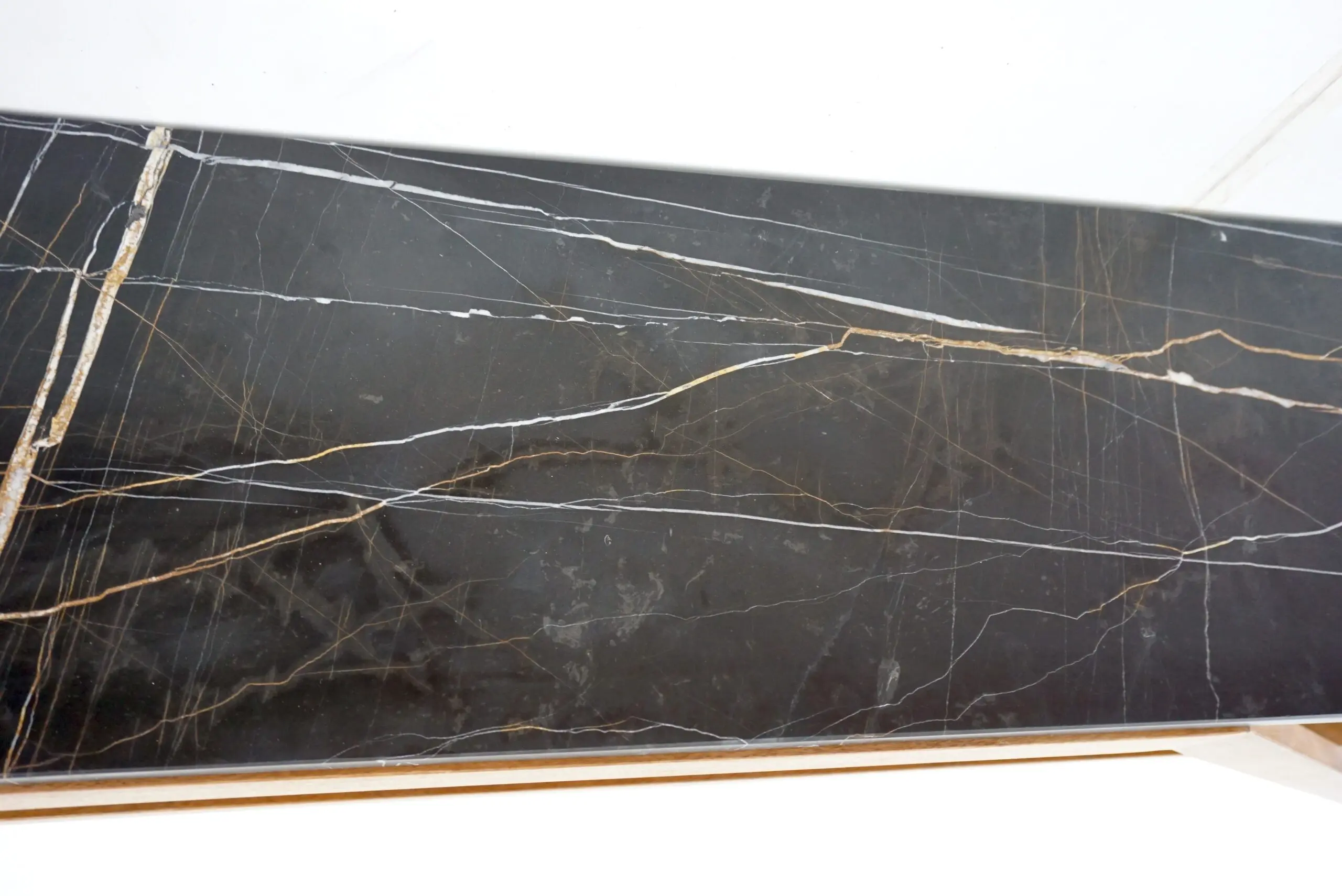 Lorenzo Ciompi "DAFNE" console wall mounted noir doree marble,teak contemporary — photo 12