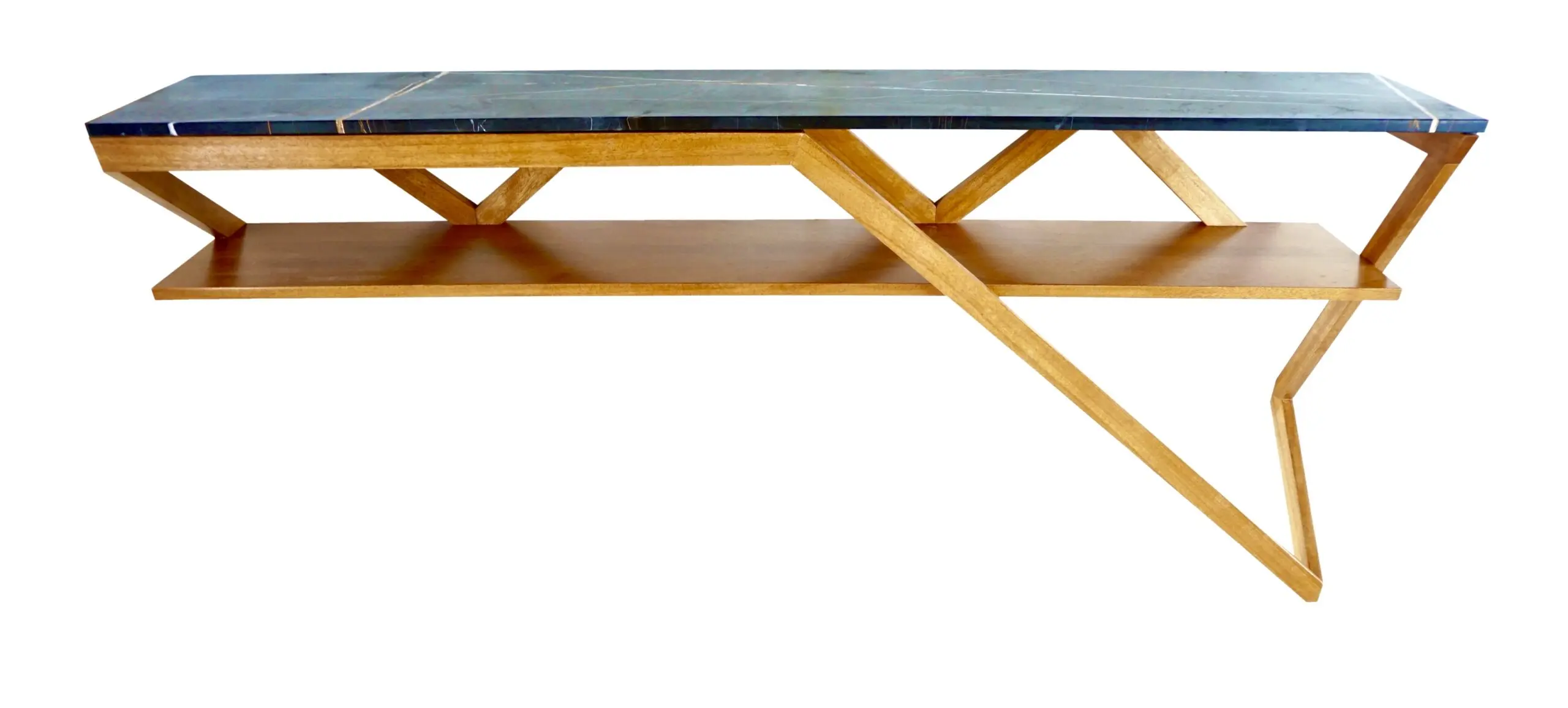 Lorenzo Ciompi "DAFNE" console wall mounted noir doree marble,teak contemporary — photo 4