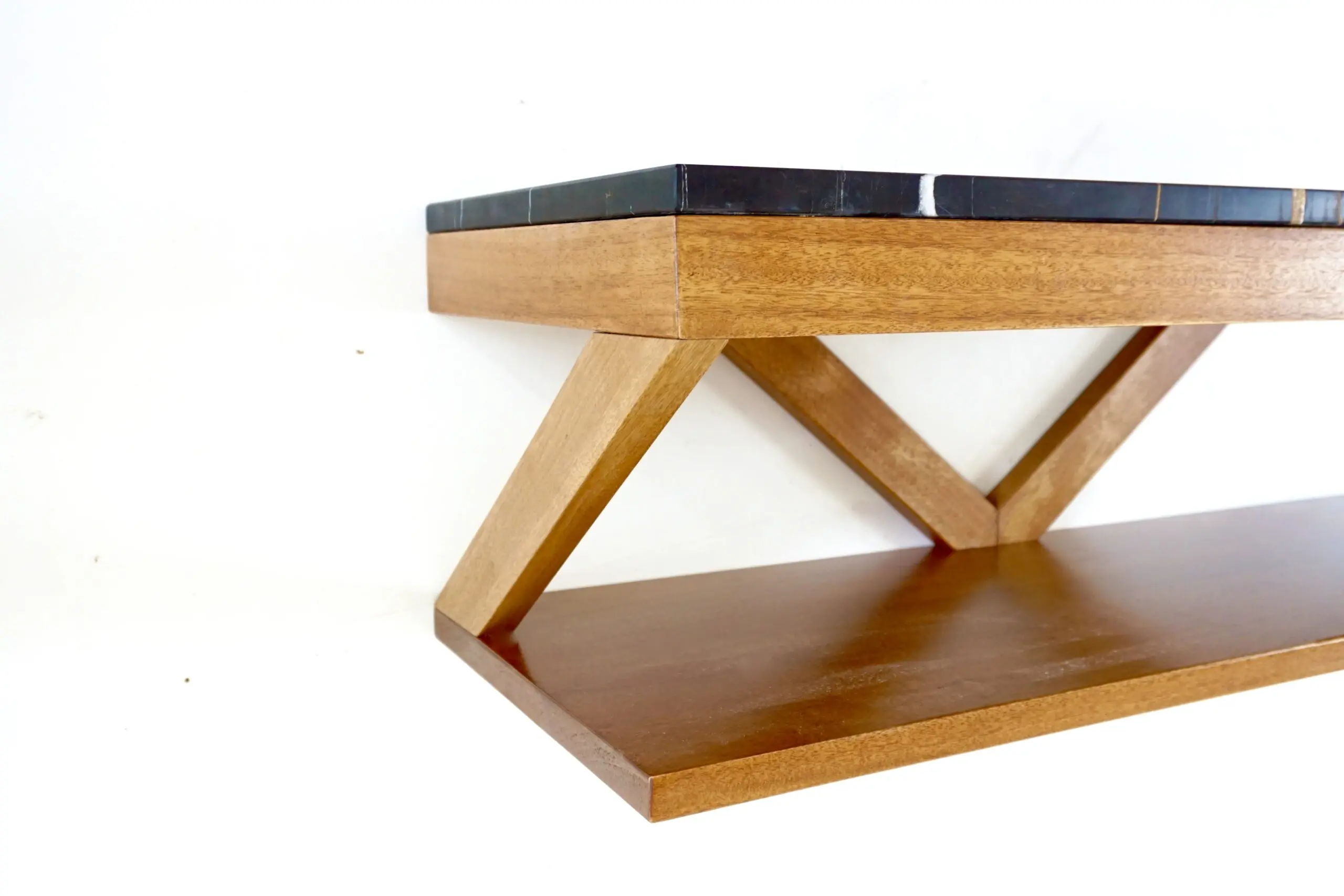 Lorenzo Ciompi "DAFNE" console wall mounted noir doree marble,teak contemporary — photo 9