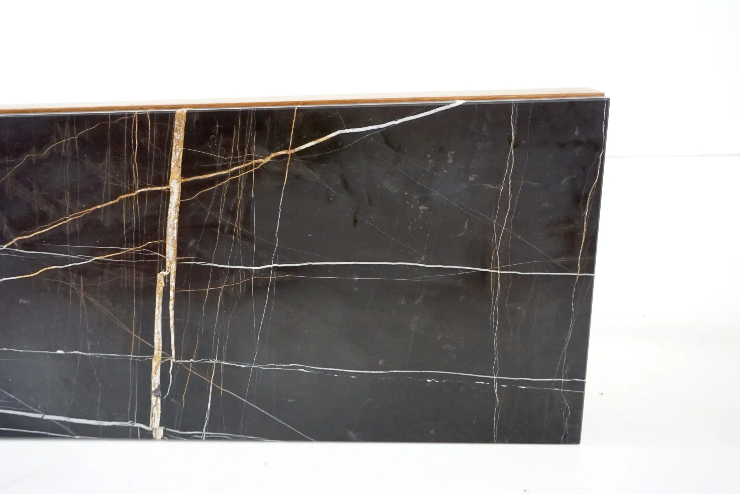 Lorenzo Ciompi "DAFNE" console wall mounted noir doree marble,teak contemporary — photo 11