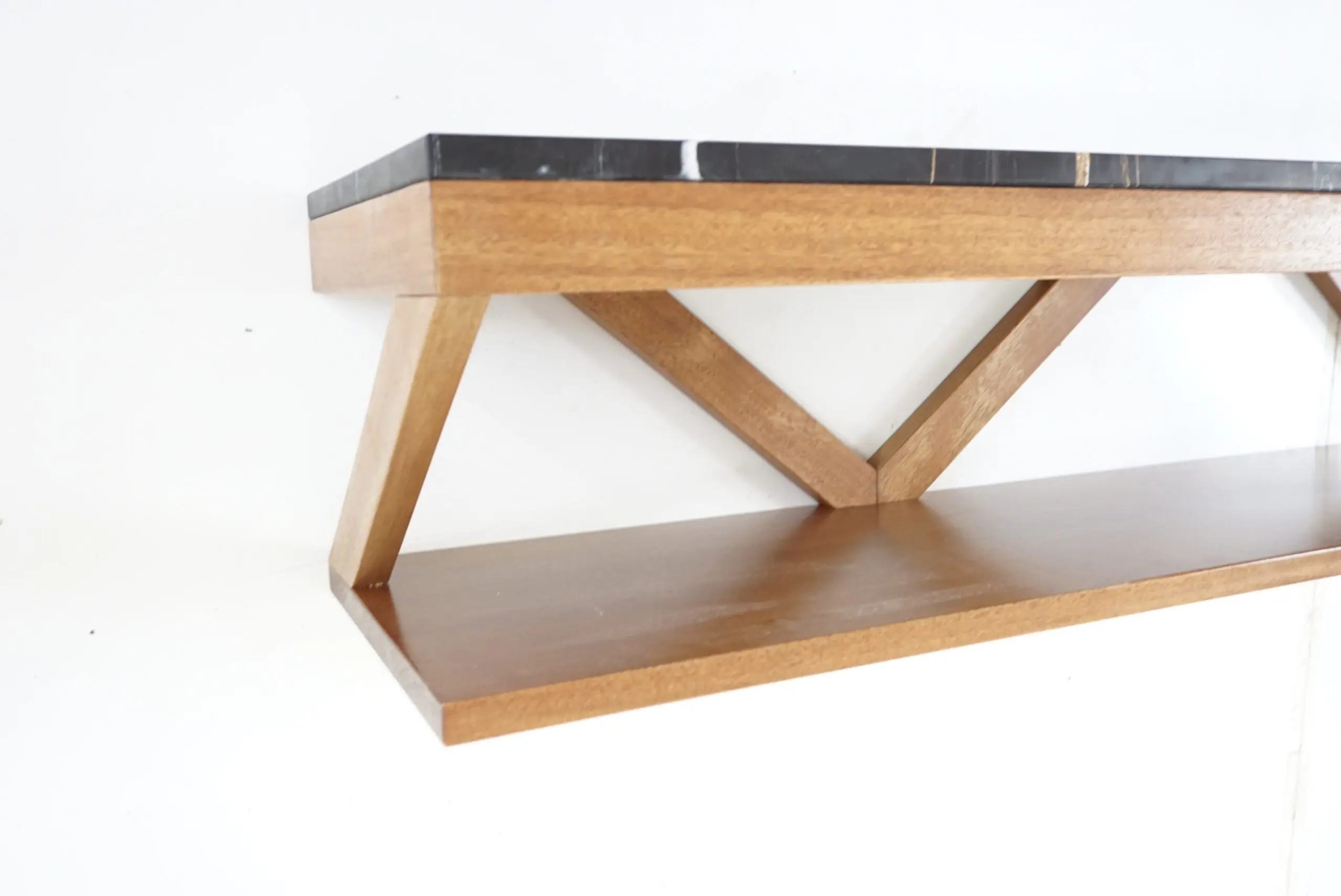 Lorenzo Ciompi "DAFNE" console wall mounted noir doree marble,teak contemporary — photo 8