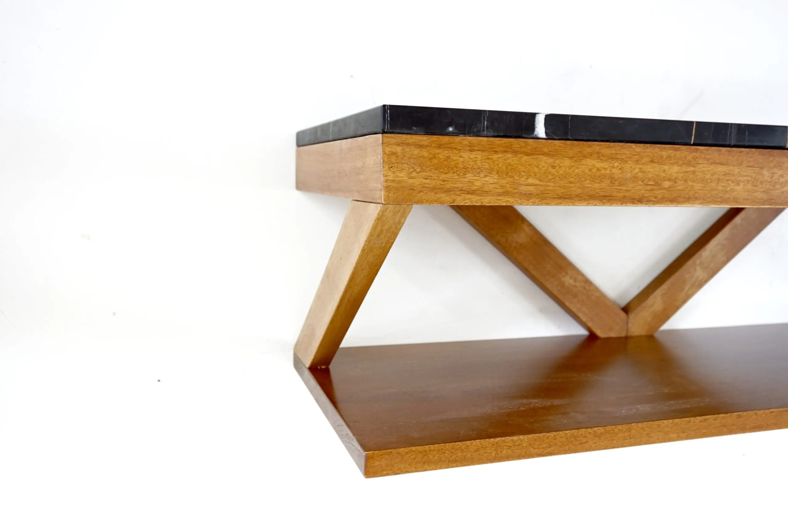 Lorenzo Ciompi "DAFNE" console wall mounted noir doree marble,teak contemporary — photo 10