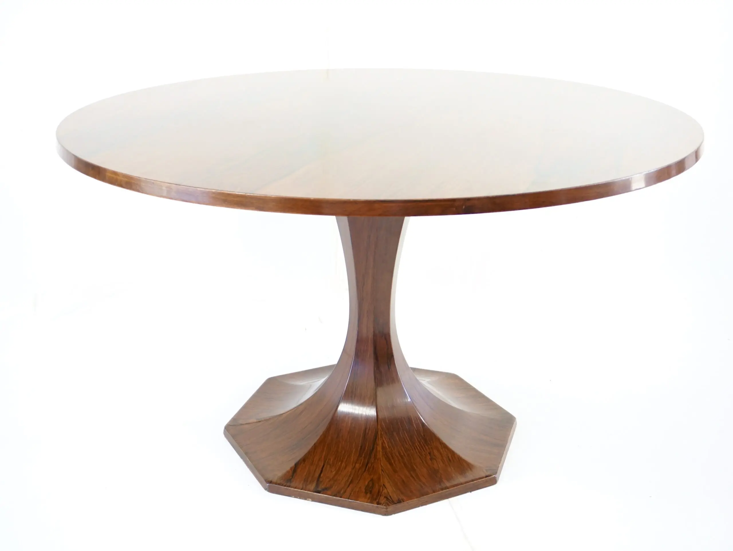 stunning  Carlo De Carli large wood veneer round pedestal dining table, 1960 — photo 5