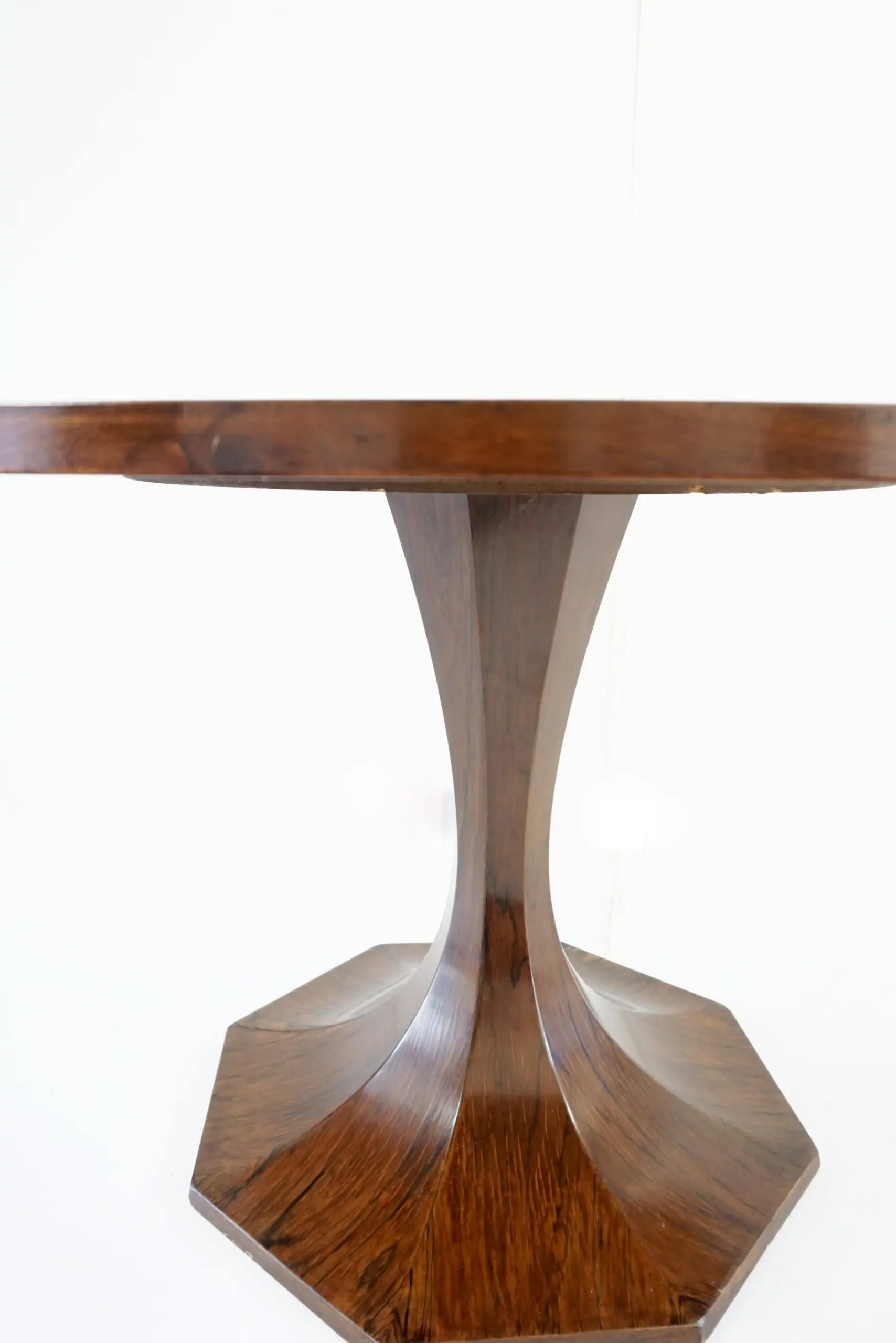 stunning  Carlo De Carli large wood veneer round pedestal dining table, 1960 — photo 10