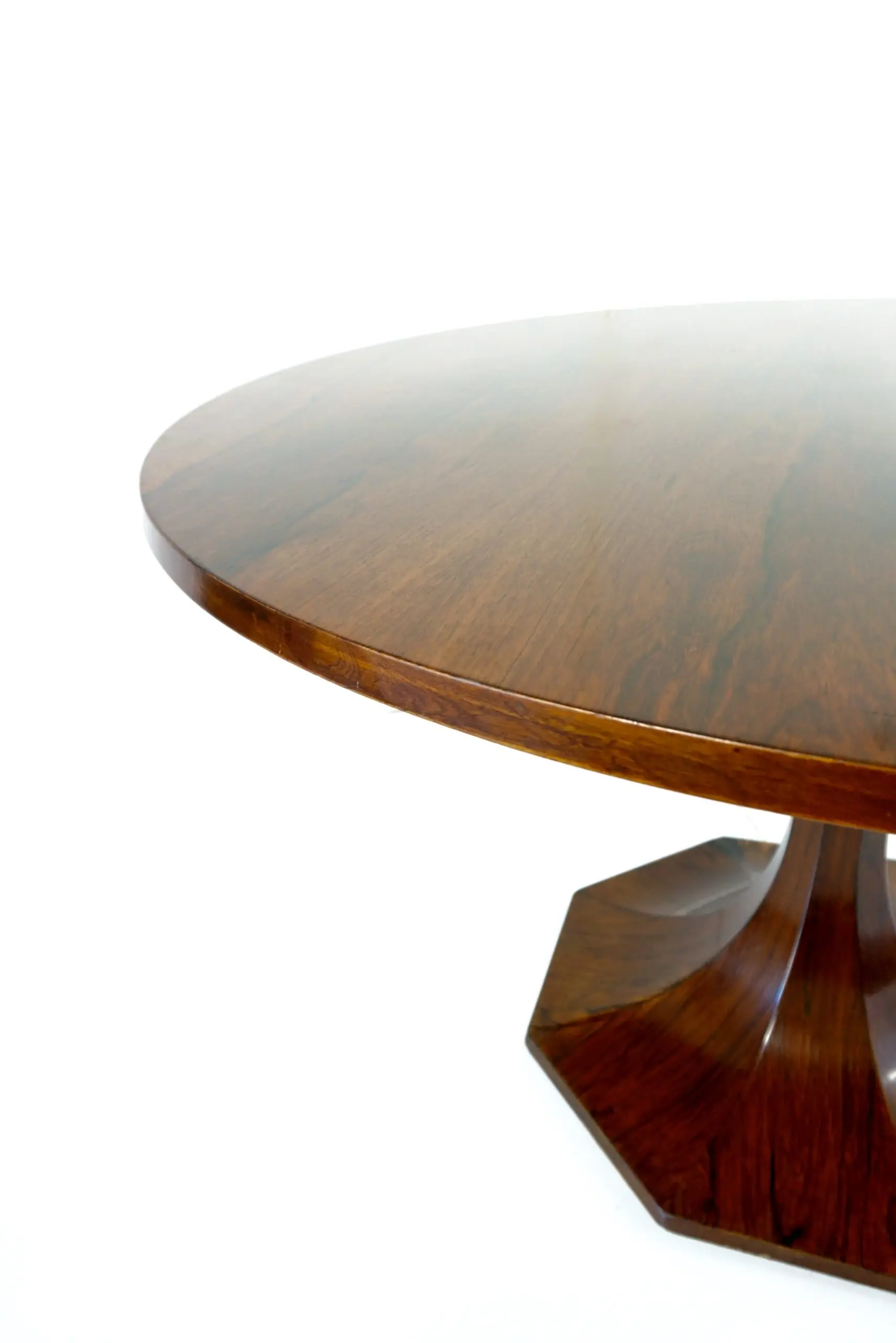stunning  Carlo De Carli large wood veneer round pedestal dining table, 1960 — photo 9