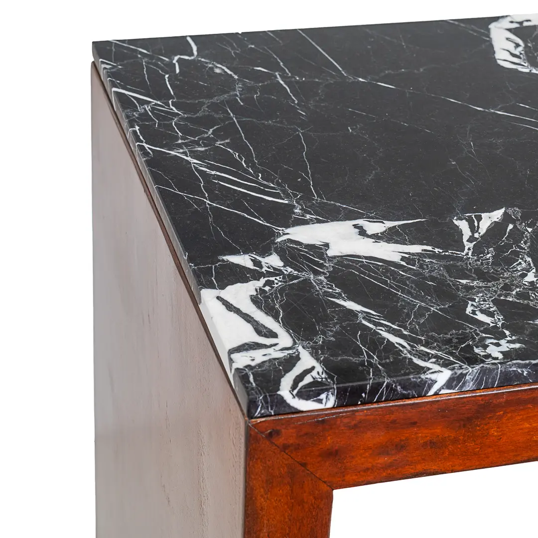 pair of C&U Lorenzo Ciompi wood, brass and marble console tables,Italy 2022 — photo 12